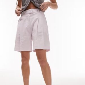 Topshop Light Pink Tailored Pleat Front Shorts